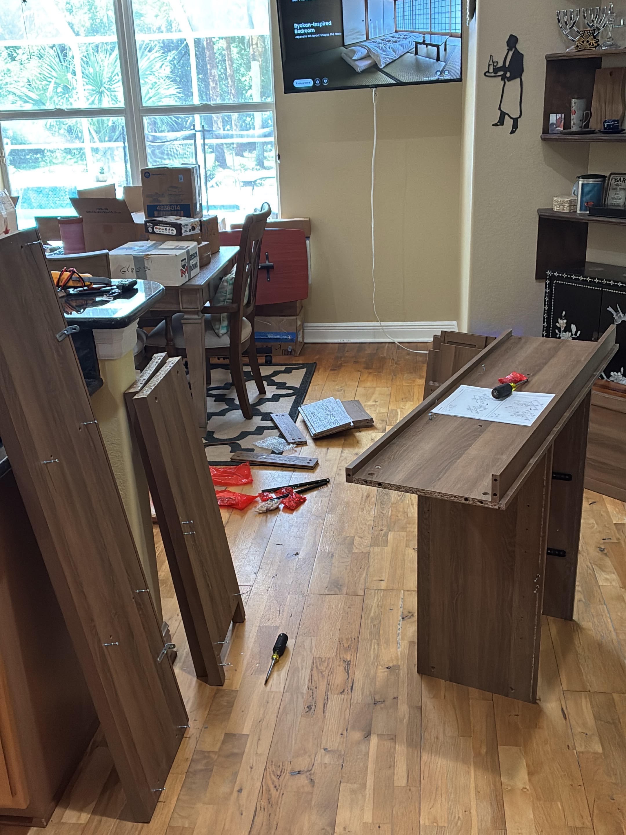 Large storage cabinet assembly in progress in Naples