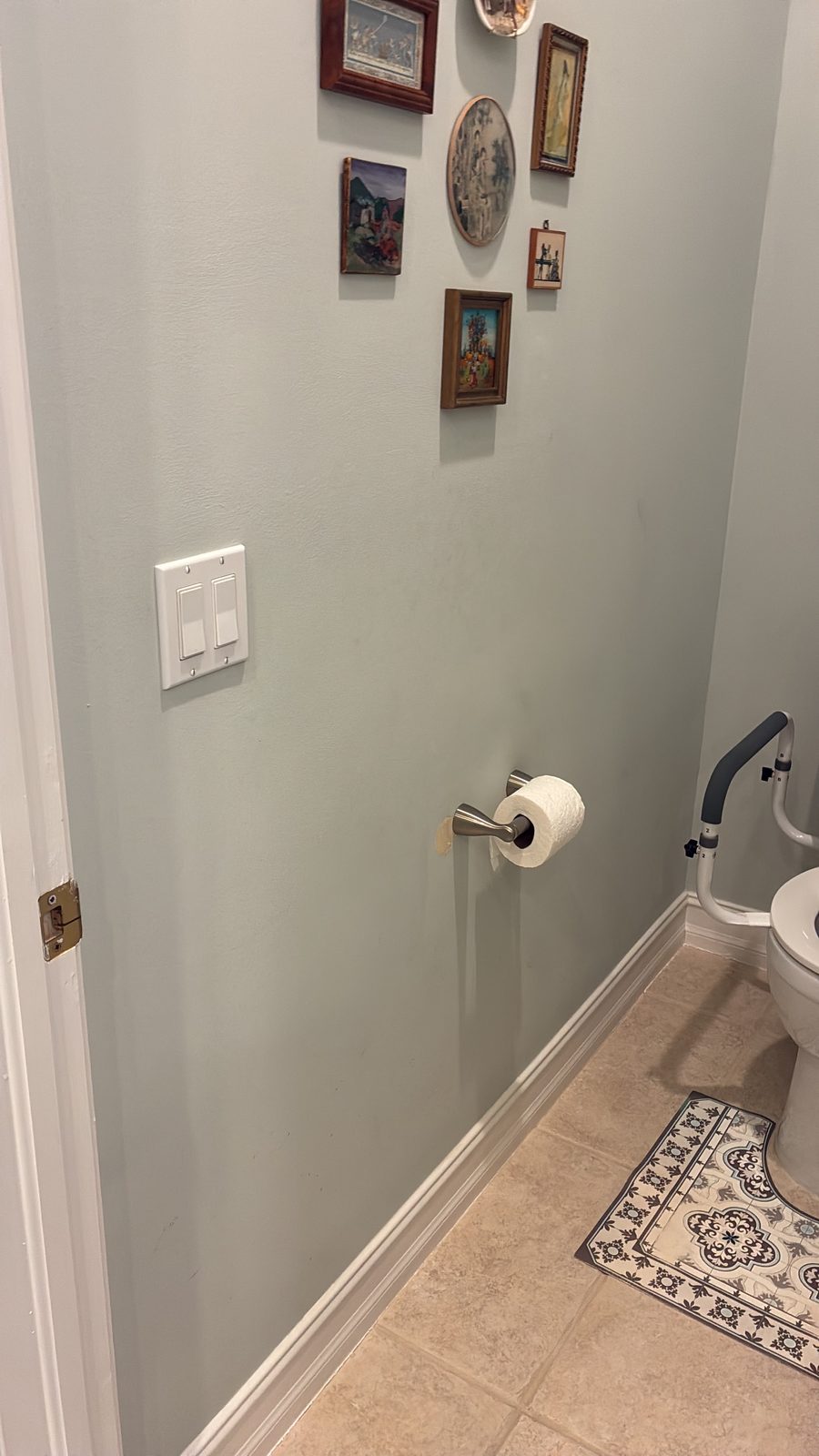 Bathroom wall beside toilet before grab bar installation